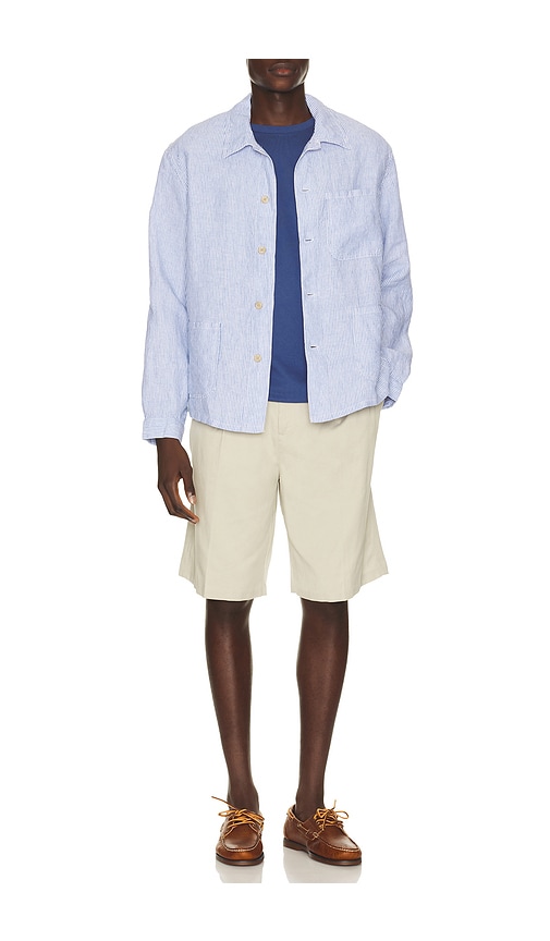  Polo Ralph Lauren Slubby Linen Striped Chore Overshirt In Blue. Size S. Also In M, L, Xl/1x, Xxl/2x. 