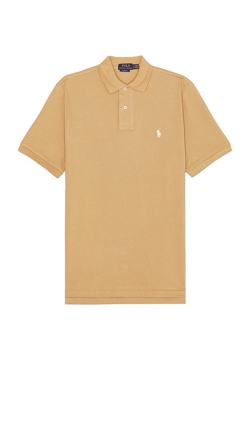 Shop Polo Ralph Lauren Solid Mesh Polo In Tan