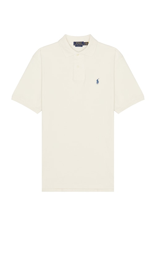 Shop Polo Ralph Lauren Solid Mesh Polo In Cream