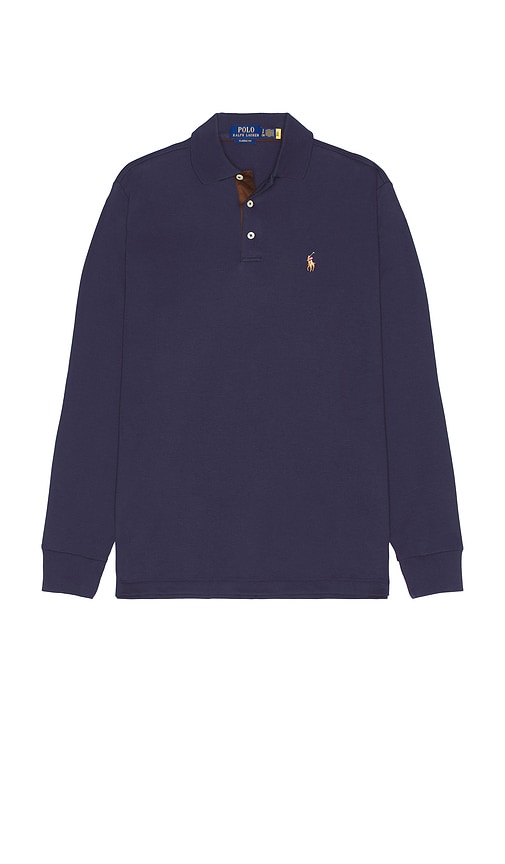 Shop Polo Ralph Lauren Classic Long Sleeve Polo Shirt In Blue