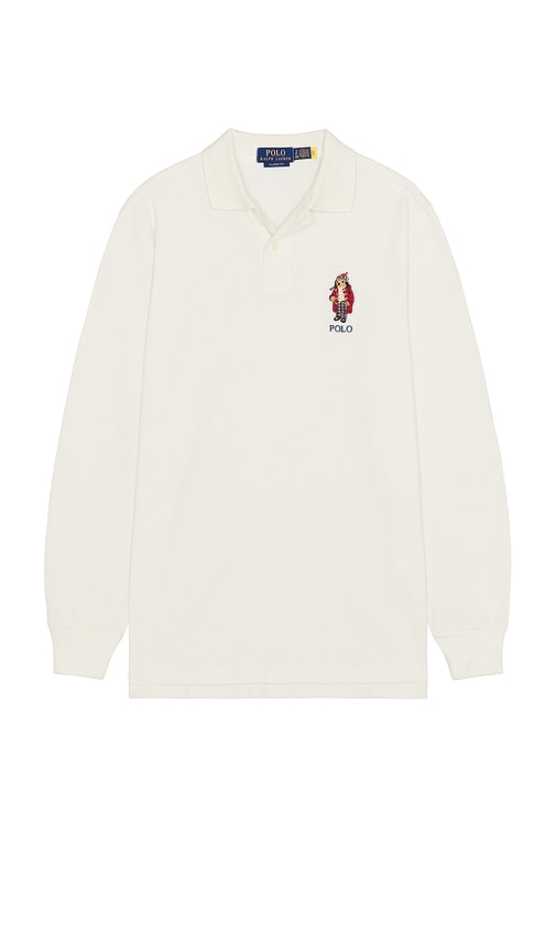 Shop Polo Ralph Lauren Long Sleeve Bear Polo Shirt In White