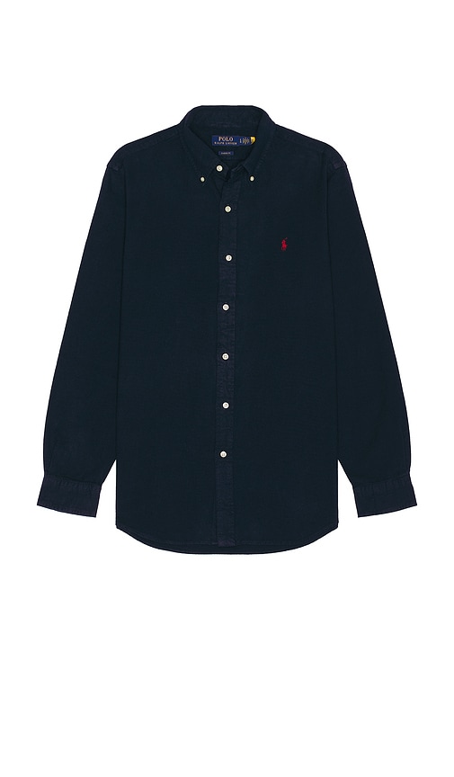 Shop Polo Ralph Lauren Long Sleeve Brushed Flannel Shirt In Newport Navy