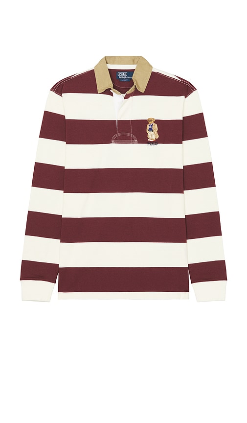 Long Sleeve Cotton Novelty Bear Rugby Polo