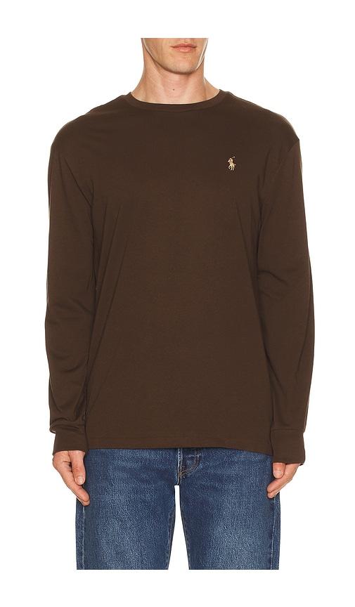 Polo Ralph Lauren Long Sleeve Crewneck T-Shirt in Nutmeg Brown