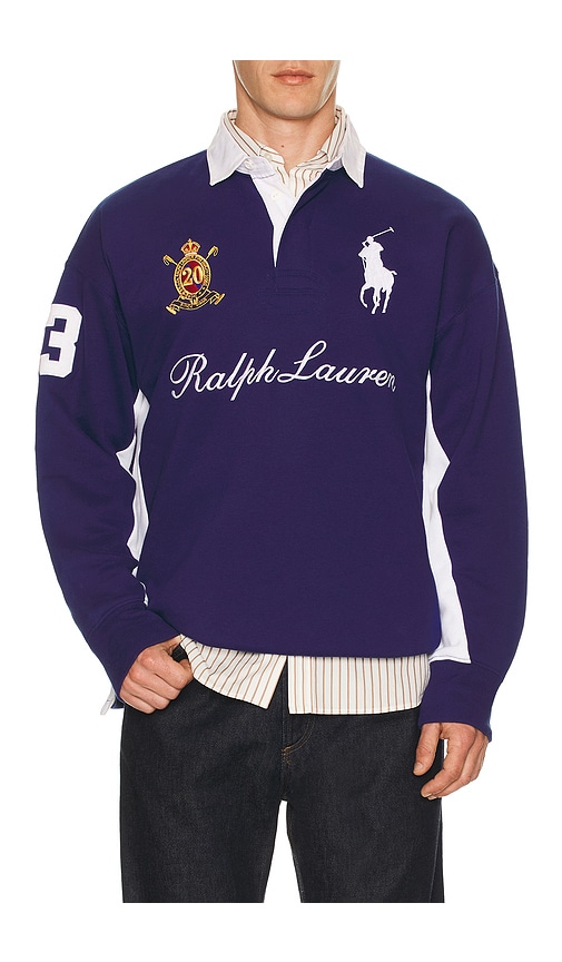 Polo Ralph Lauren Magic Fleece Big Pony Rugby Sweatshirt In Purple
