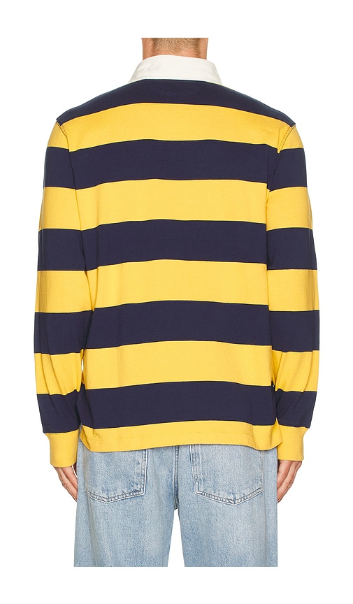 Polo Ralph Lauren Long Sleeve Jersey Knit Society Bear Rugby Shirt In Yellow