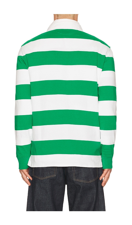  Polo Ralph Lauren Long Sleeve Iconic Stripe Rugby Polo En Green,white. Taille L. Also En M, S, Xl/1x, Xxl/2x. 