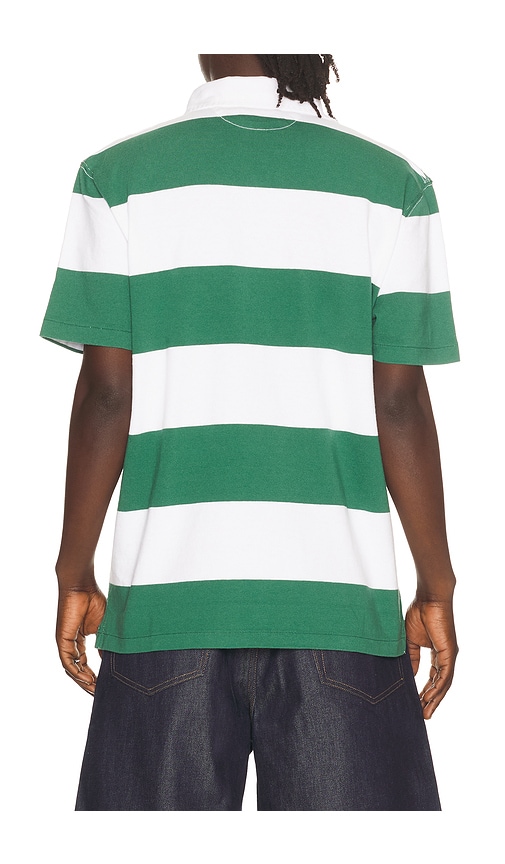  Polo Ralph Lauren Polo à Rayures Short Sleeve Jersey Knit Iconic Rugby En Dark Green,white. Taille L. Also En M, Xl/1x, Xxl/2x. 