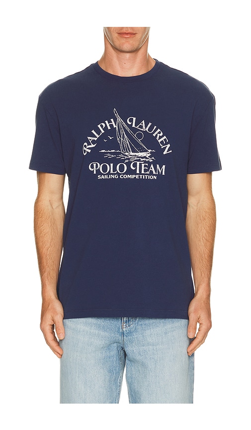 Polo Ralph Lauren Sailing Polo Team Print T-Shirt in Dark Cobalt 