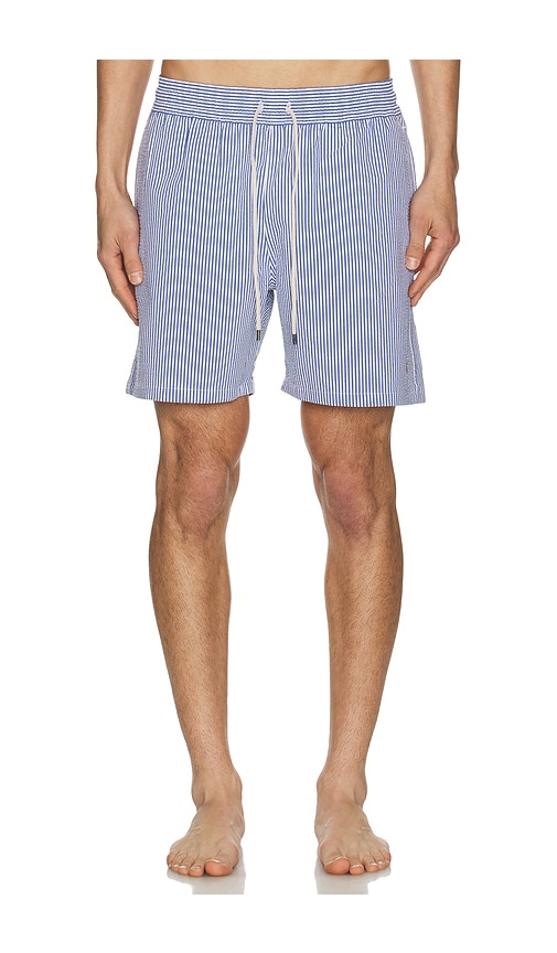 Polo Ralph Lauren White/blue Striped Swim Trunks In Light Blue