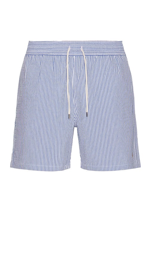 Polo Ralph Lauren White/blue Striped Swim Trunks In Light Blue
