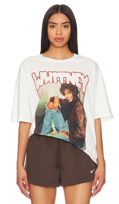 Philcos Whitney Houston Smile Oversized Tee in Cream Pigment