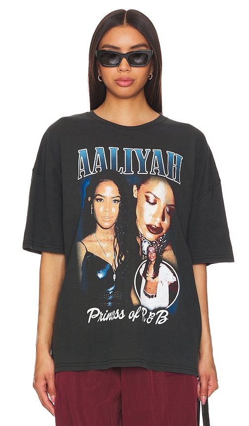 Philcos Aaliyah Princess Of R&B Oversized Tee in Black Pigment | REVOLVE