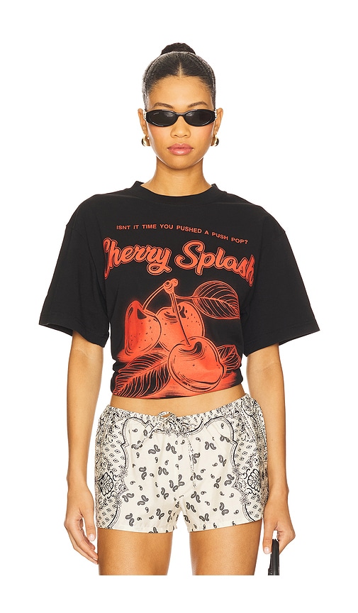 Push Pop Cherry Splash Tee in Black. - size S (also in L, M, XL/1X)