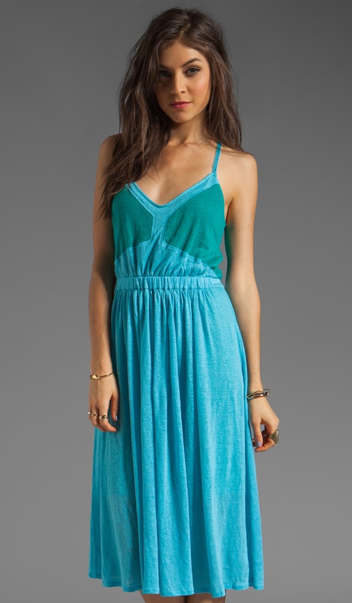 Solid Linen Jersey Color Blocked Dress
