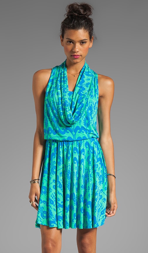 Printed Jersey Cowl Dress
