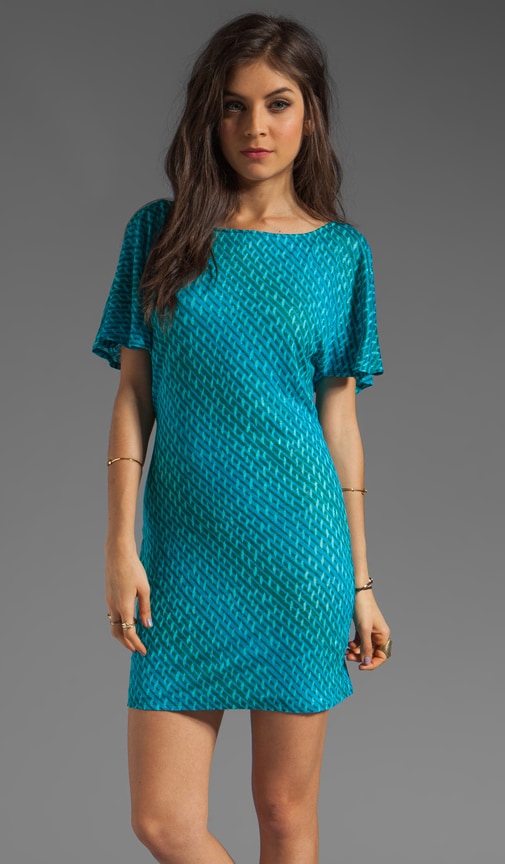 Faded Trellis Linen Jersey Tie Back Tunic