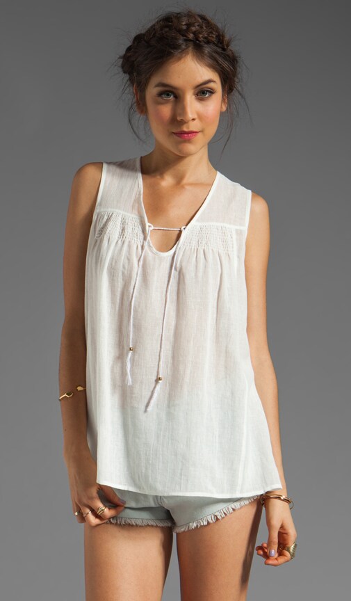 Linen/Cotton Voile Sleeveless Smocked Blouse
