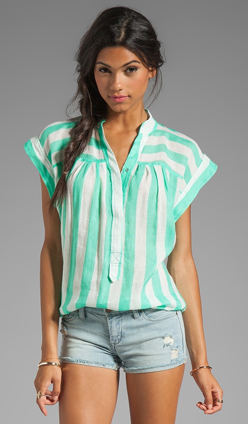 Sheer Bold Stripes Easy Peasant Top