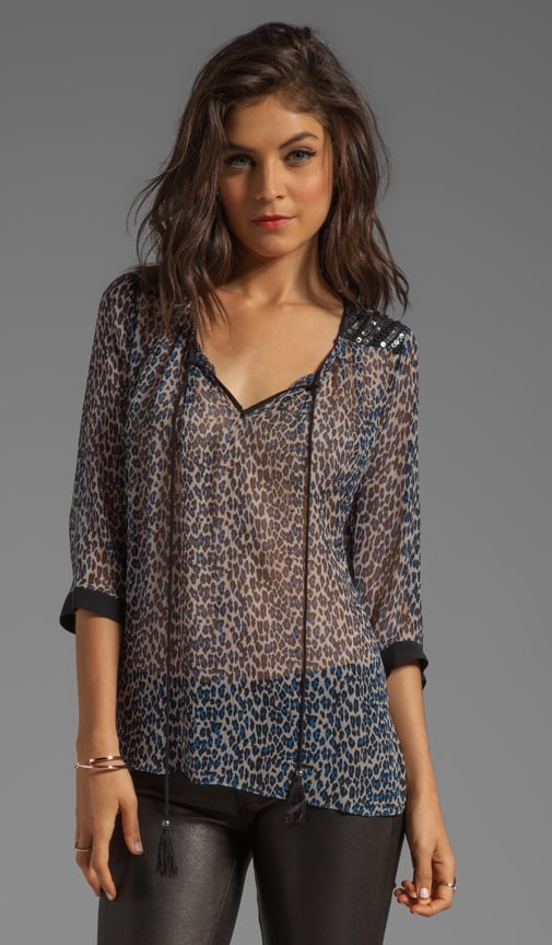 Little Cheetah Contrast Peasant Blouse