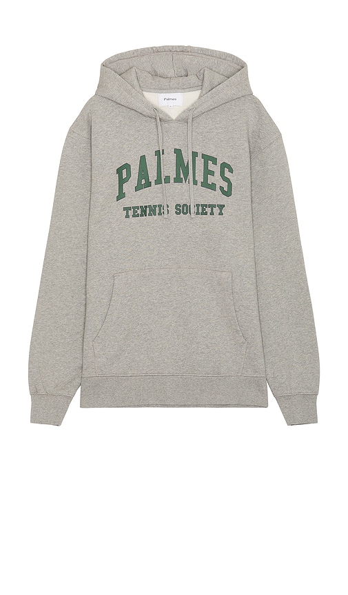 Shop Palmes Mats Hooded Sweatshirt In Grey Melange & Green