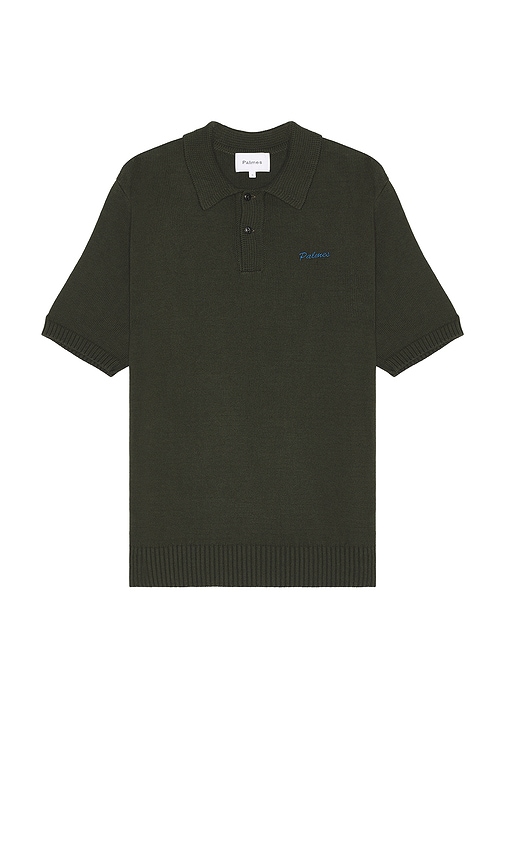 Shop Palmes Marco Knit Polo Shirt In Dark Green