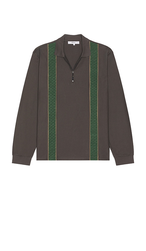 Palmes Society Long Sleeve Zip Polo In Gray