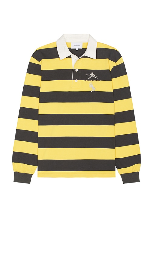 Shop Palmes Society Rugby Shirt In Charcoal-yellow