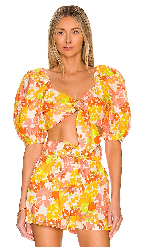 Place Nationale L'Arriere Sweetheart Top in Orange Daisy