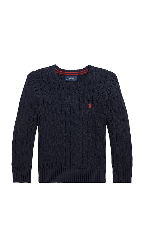 Polo Ralph Lauren Long Sleeve Cable Knit Crewneck Sweater In Blue