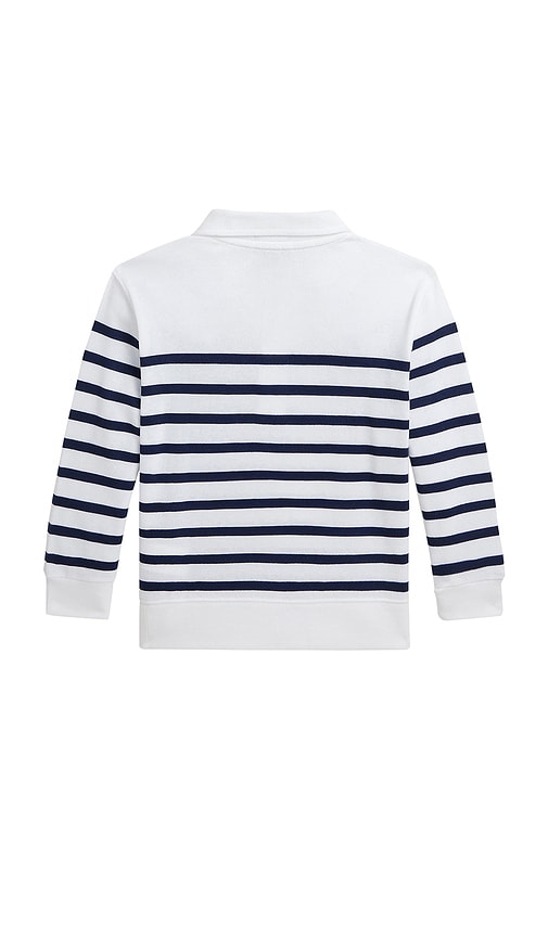 Shop Polo Ralph Lauren Long-sleeve Spa Terry Half-zip Sweatshirt In White & Spring Navy