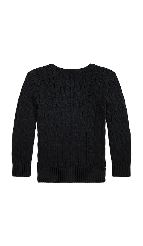 Polo Ralph Lauren Long Sleeve Cable Knit Crewneck Sweater In Black