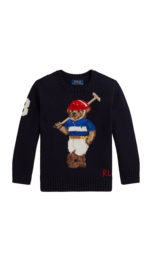 Polo Ralph Lauren Kids Cotton Rl Polo Bear Crewneck Sweater in Navy. - size 2 (also in 6, 3)