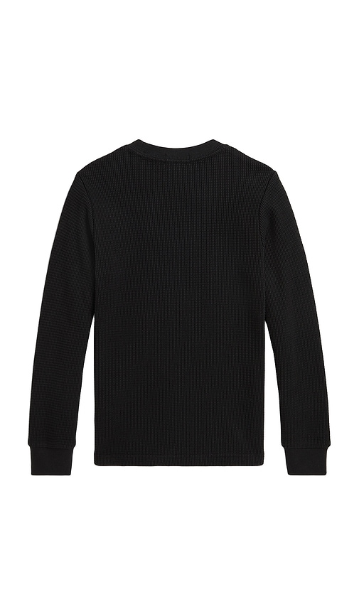 Polo Ralph Lauren Long Sleeve Waffle Knit Crewneck T-shirt In Brown