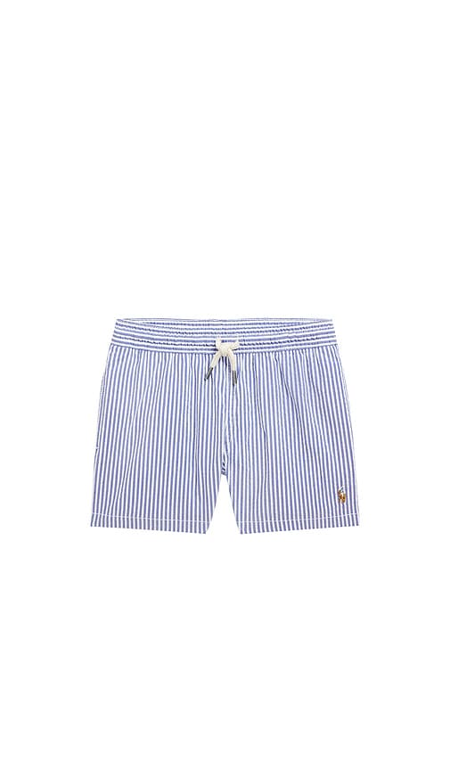 Polo Ralph Lauren Traveler Swim Trunk In Cruise Royal Seersucker
