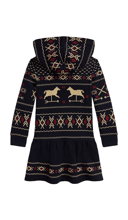 Polo Ralph Lauren Long Sleeve Lightweight Fleece Fairisle Hoodie Dress In Multi