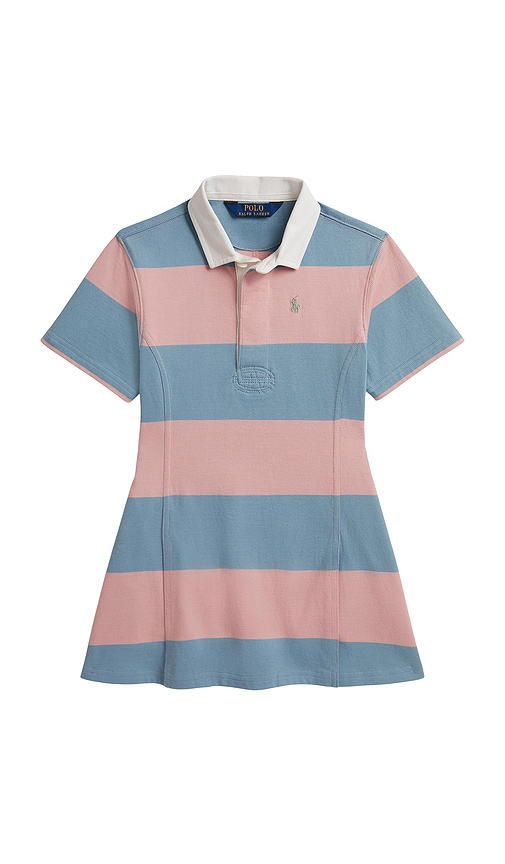 Polo Ralph Lauren Kids Short Sleeve Jersey Knit Striped Fit And Flare Dress