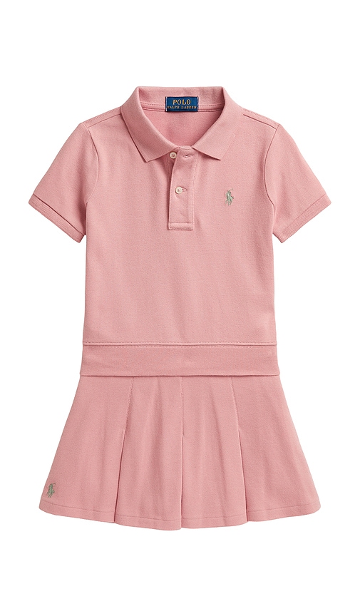 Polo Ralph Lauren Kids Short Sleeve Stretch Mesh Collared Shirt With Pleated Skirt