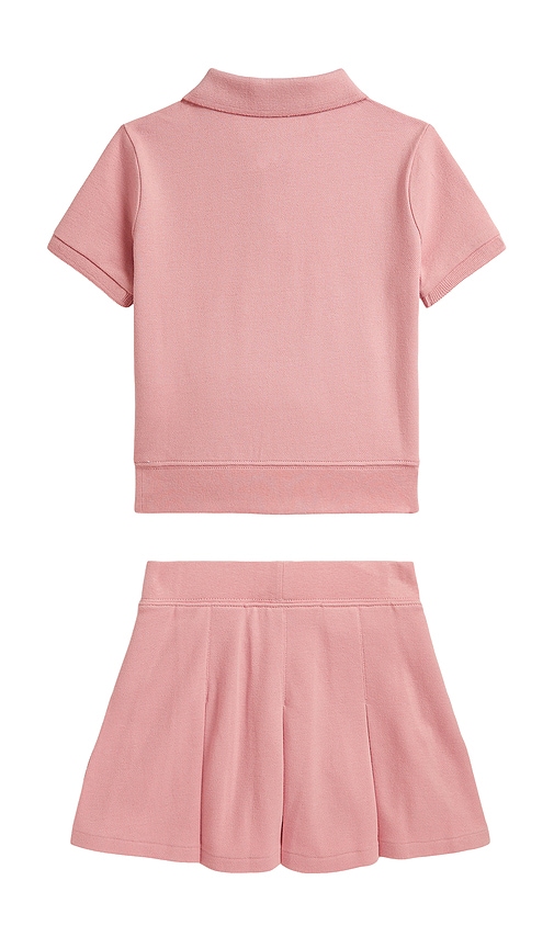 Polo Ralph Lauren Kids Short Sleeve Stretch Mesh Collared Shirt With Pleated Skirt | Thumbnail 2 Polo Ralph Lauren Kids Short Sleeve Stretch Mesh Collared Shirt With Pleated Skirt | Thumbnail 2
