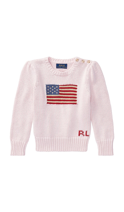 Flag Crewneck Sweater in Pink. - size 6 (also in 2, 3, 4, 5)