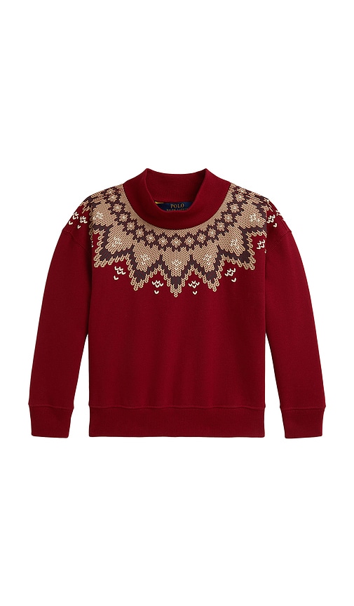 Polo Ralph Lauren Long Sleeve Lightweight Fleece Mockneck Bubble Sweatshirt In Red