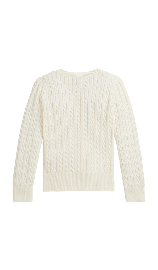 Polo Ralph Lauren Long Sleeve Bear Graphic Cable Knit Cardigan In White