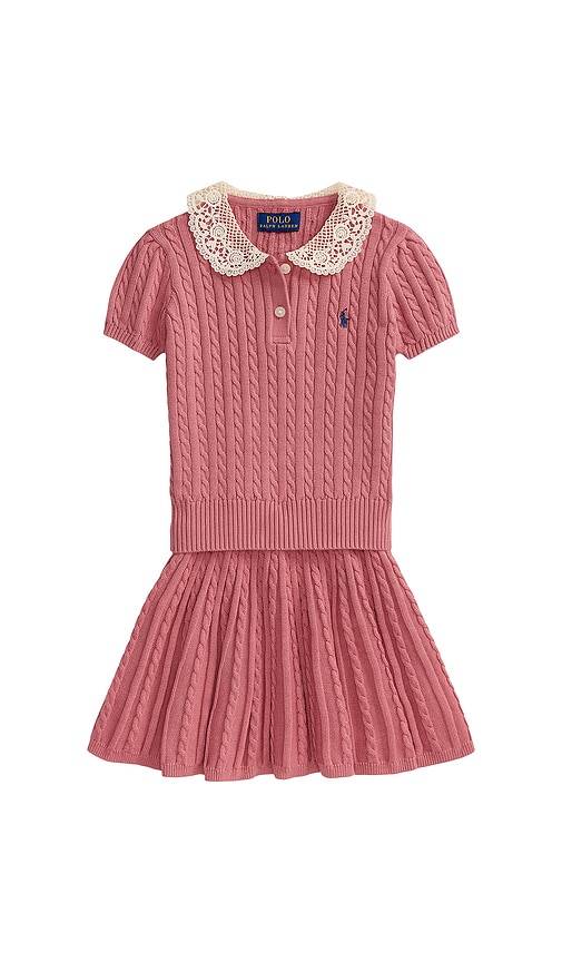 Polo Ralph Lauren LOT CABLE-KNIT COLLARED en Pink Taille 6X Also en 6 2 3 4 5 139$