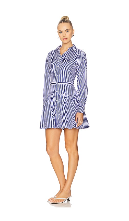 Polo Ralph Lauren Striped Cotton Paneled Shirtdress In Blue
