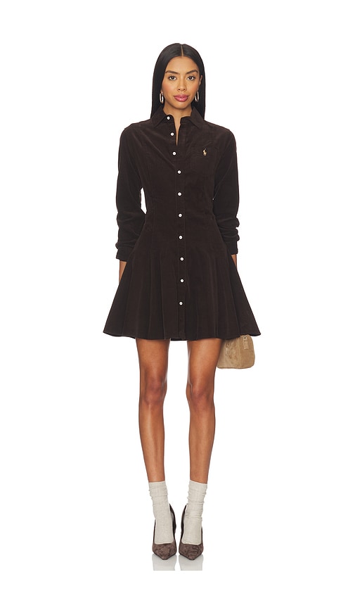 Polo Ralph Lauren Cotton Corduroy A-line Shirtdress in Dark Beech