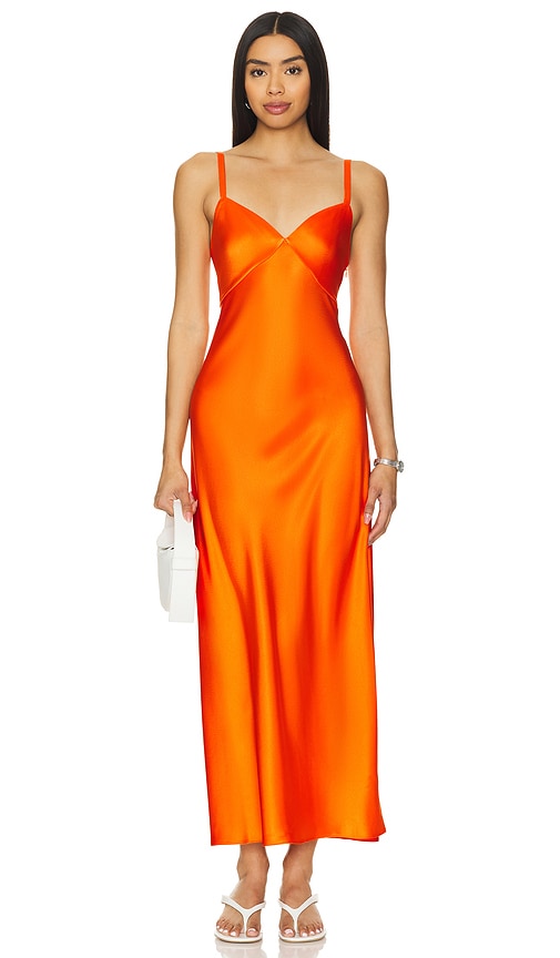 Shop Polo Ralph Lauren Addison Slip Dress In Bright Signal Orange