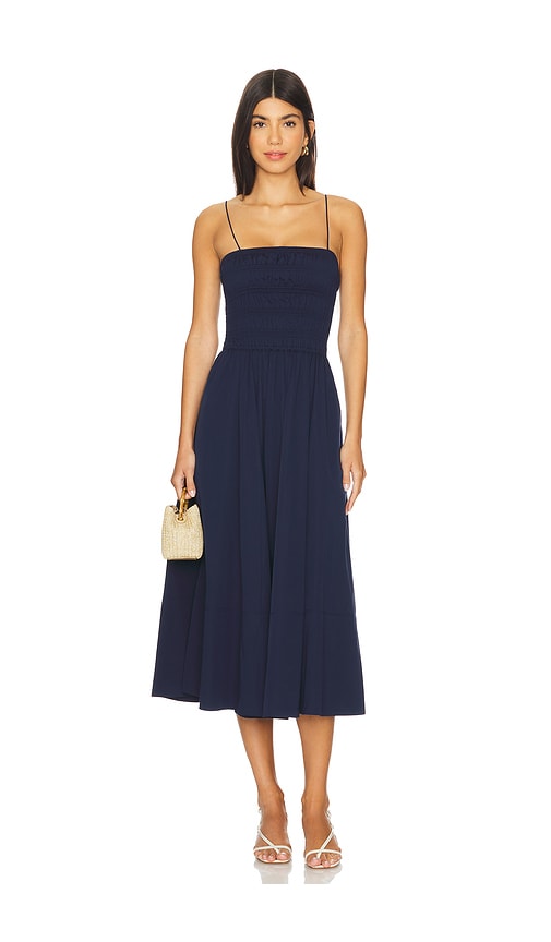 Shop Polo Ralph Lauren Linda Midi Dress In Cruise Navy