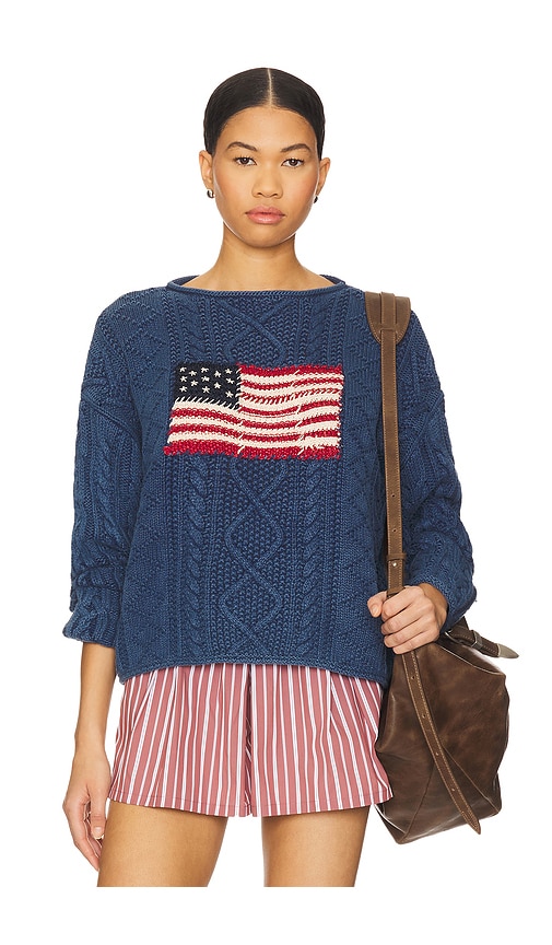 Cotton Linen Blend Pullover in Navy. - size XS (also in L, M, S)