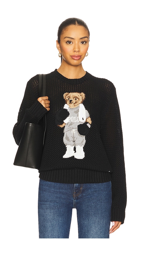Polo Bear Cotton Crewneck Sweater in Black. - size XS (also in L, M, S, XL)