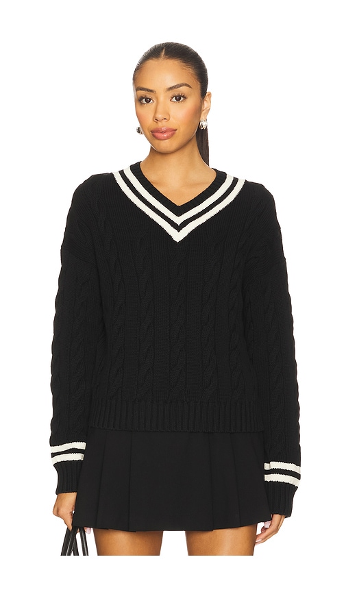 Aran-Knit Cotton Cricket Sweater in Black. - size XS (also in L, M, XL, XXS)